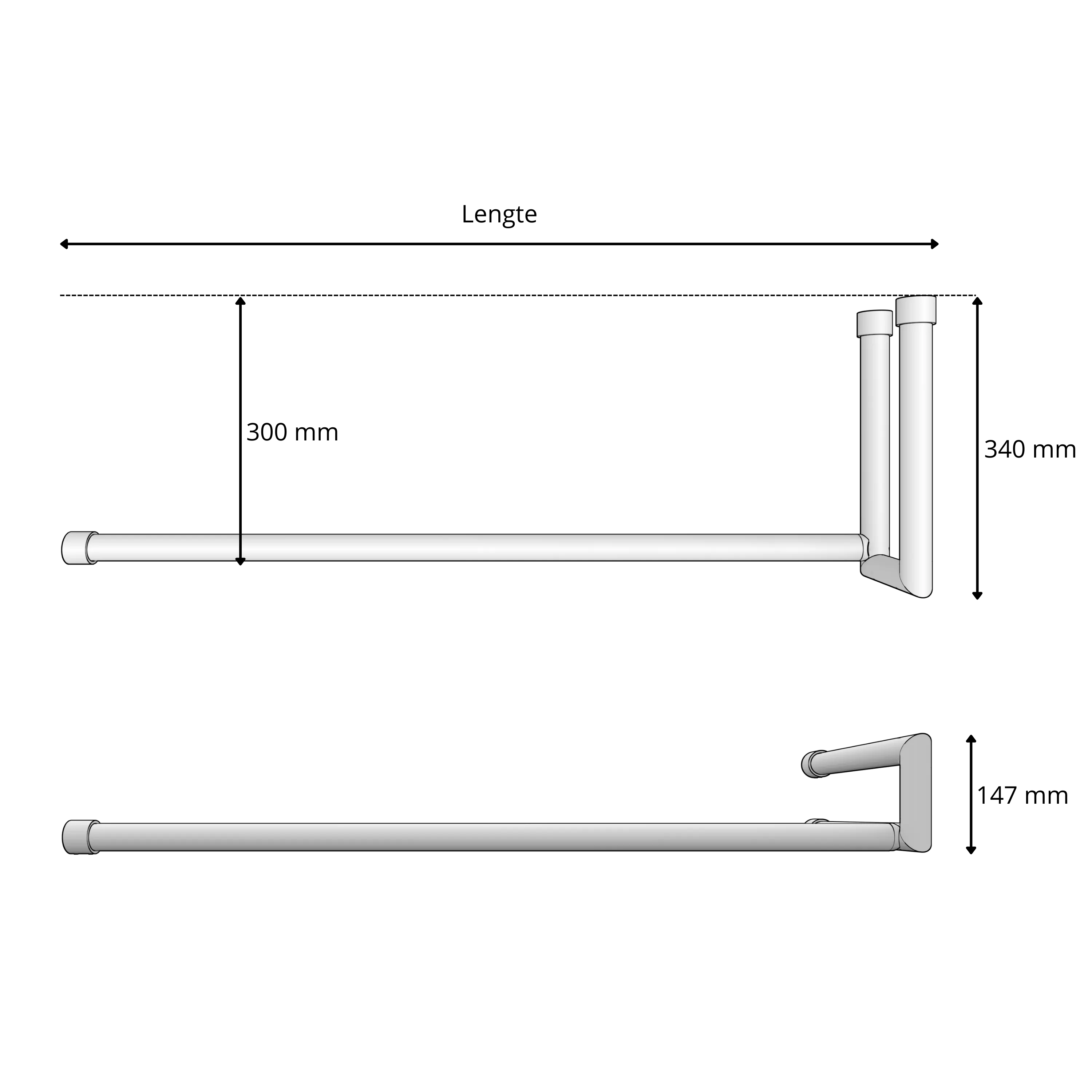 Garderobe Lorien rund schwarz als technische Ansicht mit Maßangabe 250 mm dargestellt.