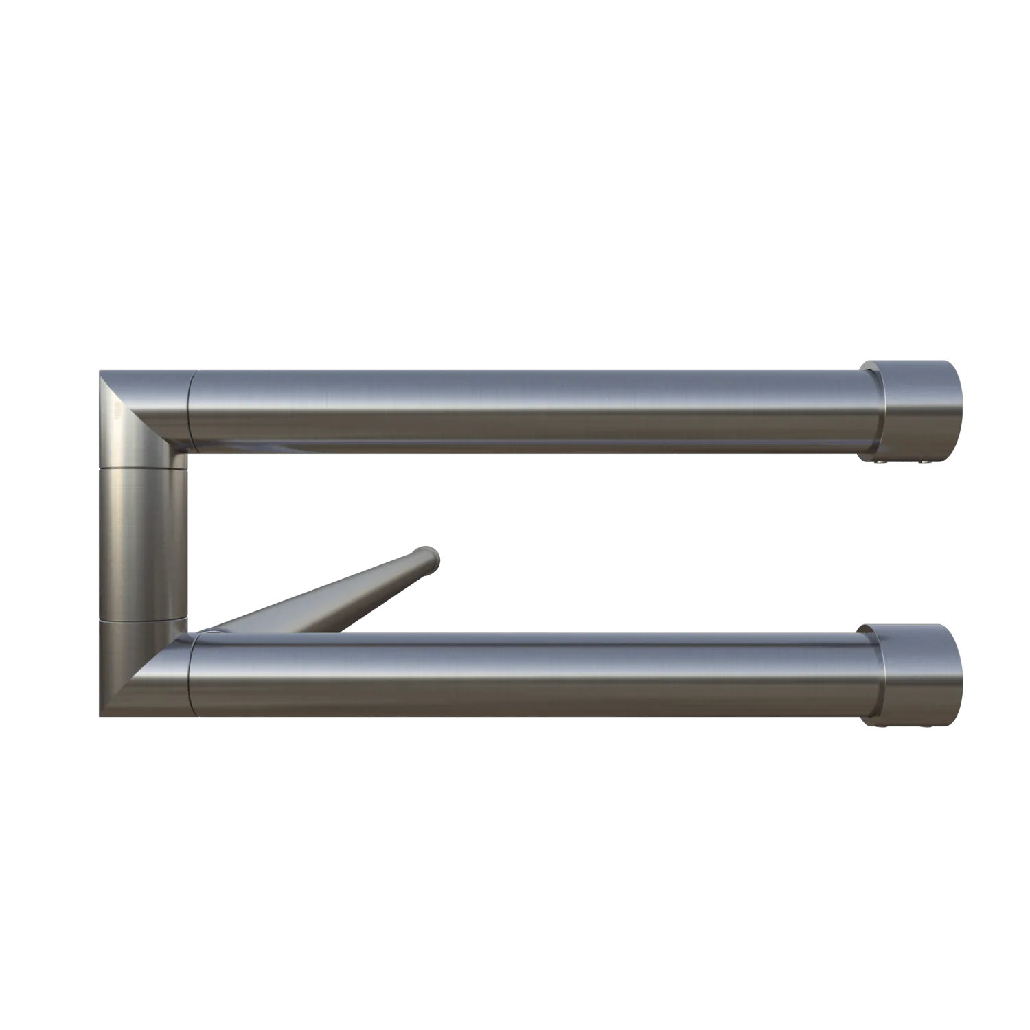 Wall-mounted coat rack Lorien round stainless steel left corner shown as a cut-out from the side.