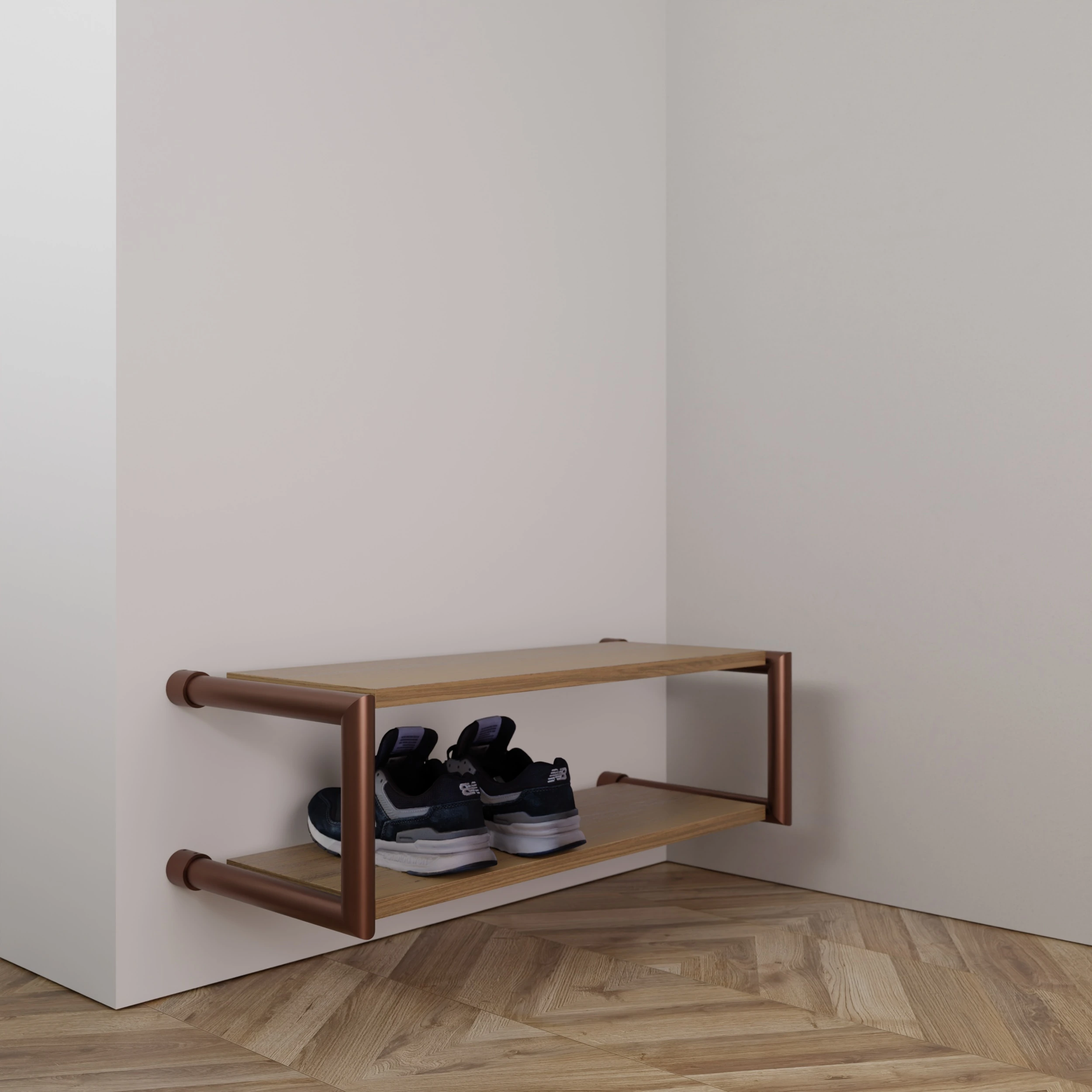 Schuhregal Breno rund Bronze zur Wandmontage