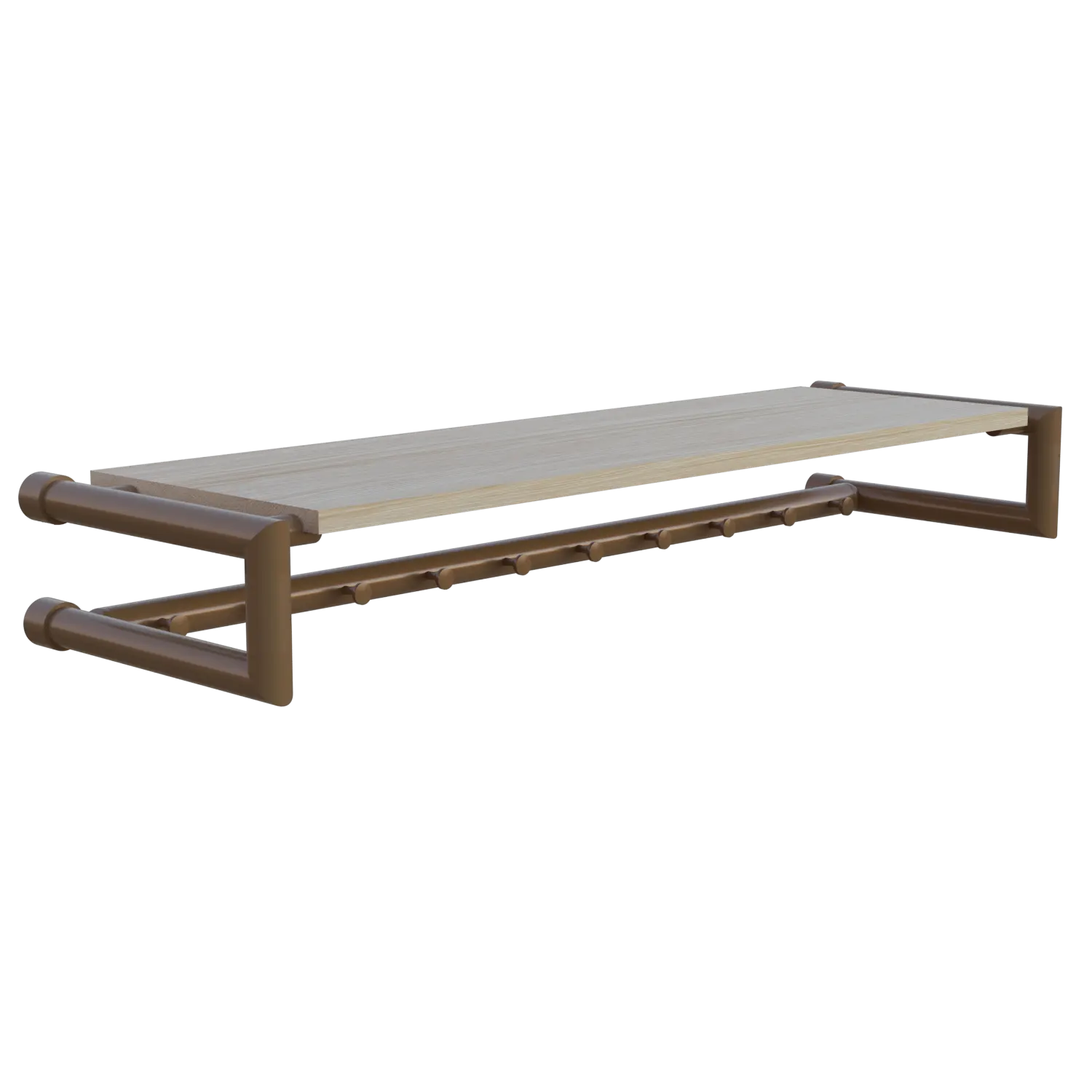 Garderobe Ulena rund bronze freigestellt von der Seite dargestellt.