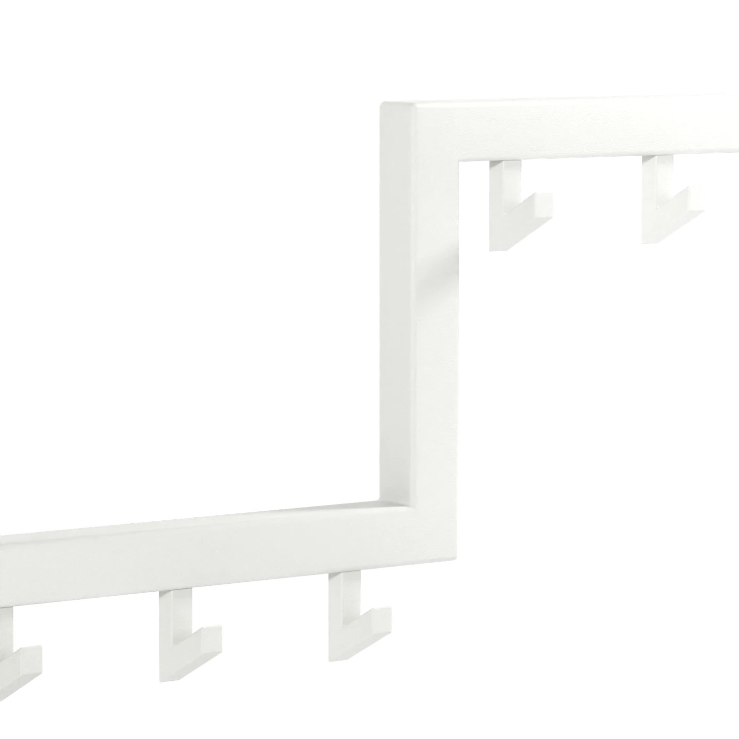 Wandgarderobe Geren quadratisch weiß mit mehreren Kleiderbügeln an der Garderobe.