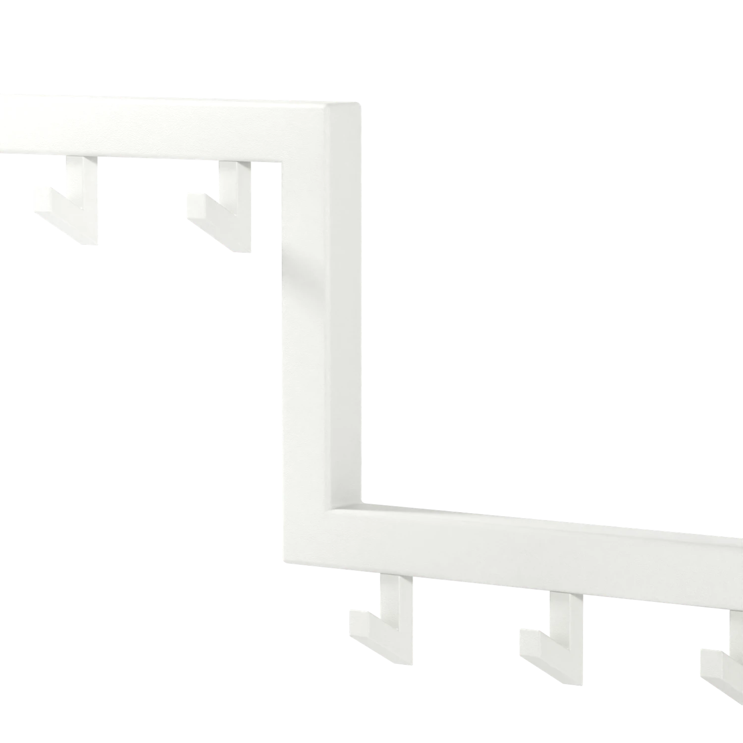 Wandgarderobe Geren quadratisch weiß als freigestelltes 3D-Rendering von der Seite.
