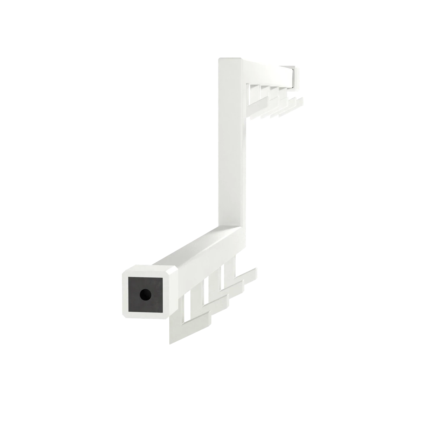 Wandgarderobe Geren quadratisch weiß in einem Animationsvideo.