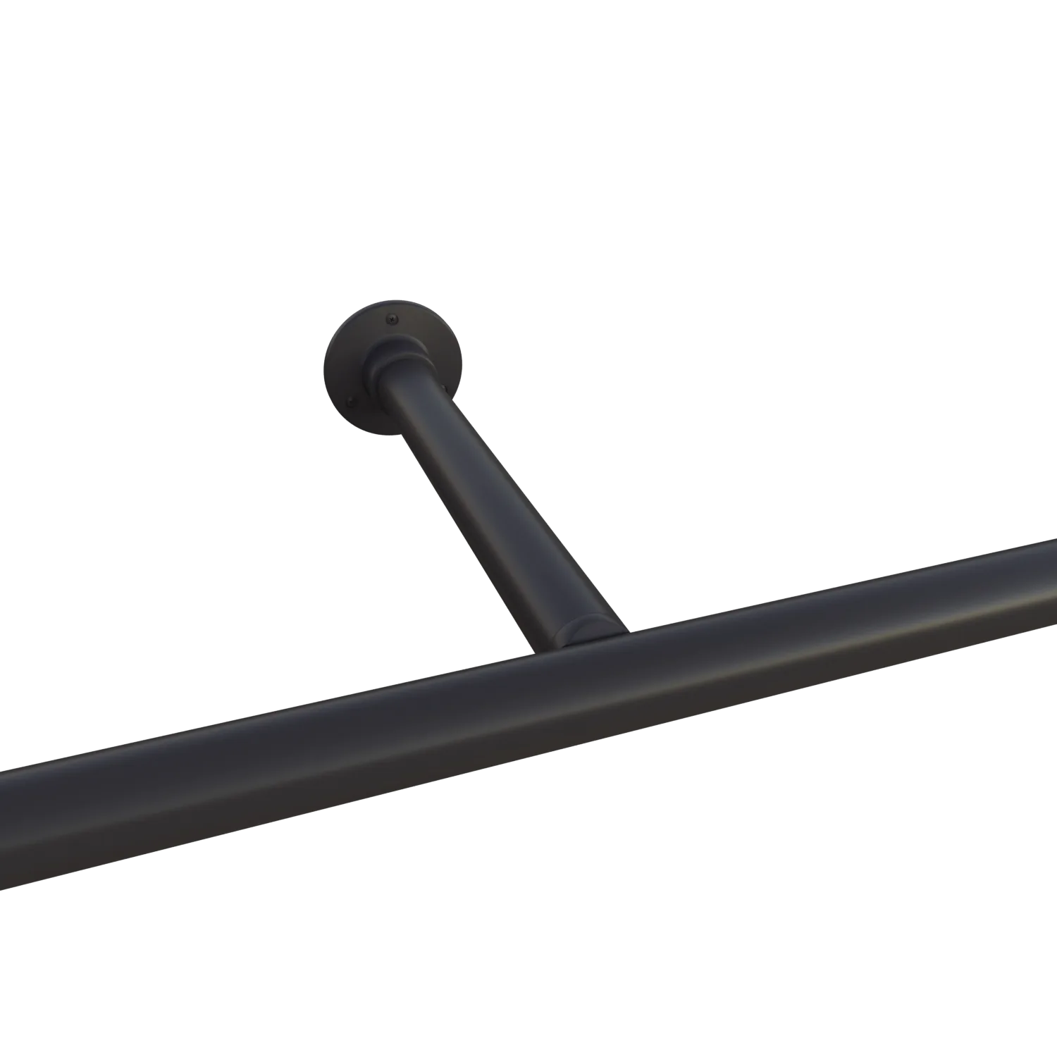 Wandkapstok Merlin rond zwart vrijstaand weergegeven als productaanzicht.