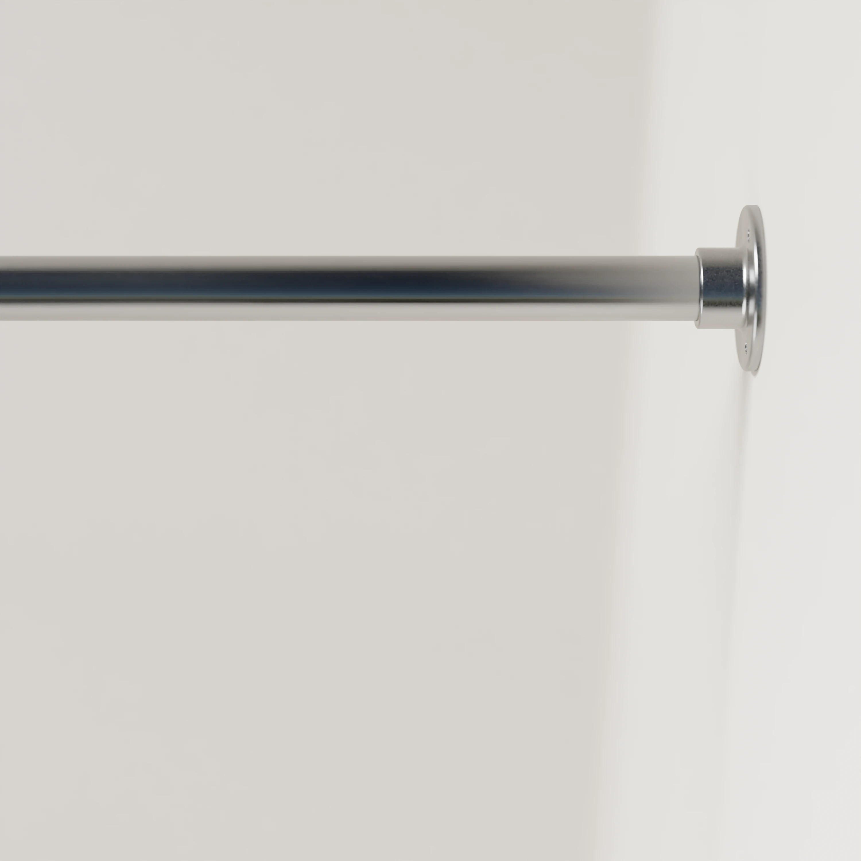 Detailansicht der Garderobenstange A an der Wand montiert, Edelstahl, rund Ø25mm, ohne Haken.