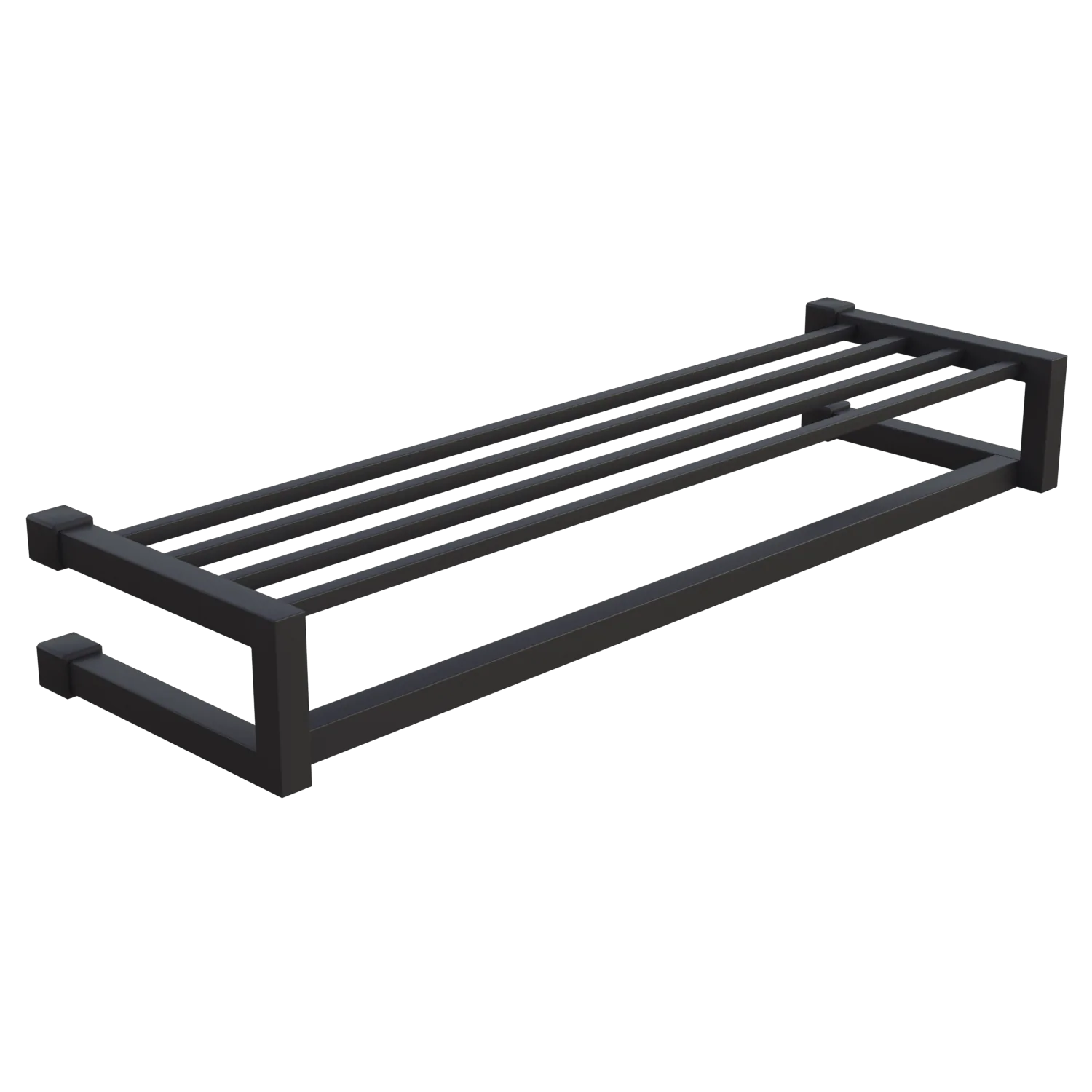 Garderobe Uven quadratisch schwarz freigestellt von der Seite dargestellt.