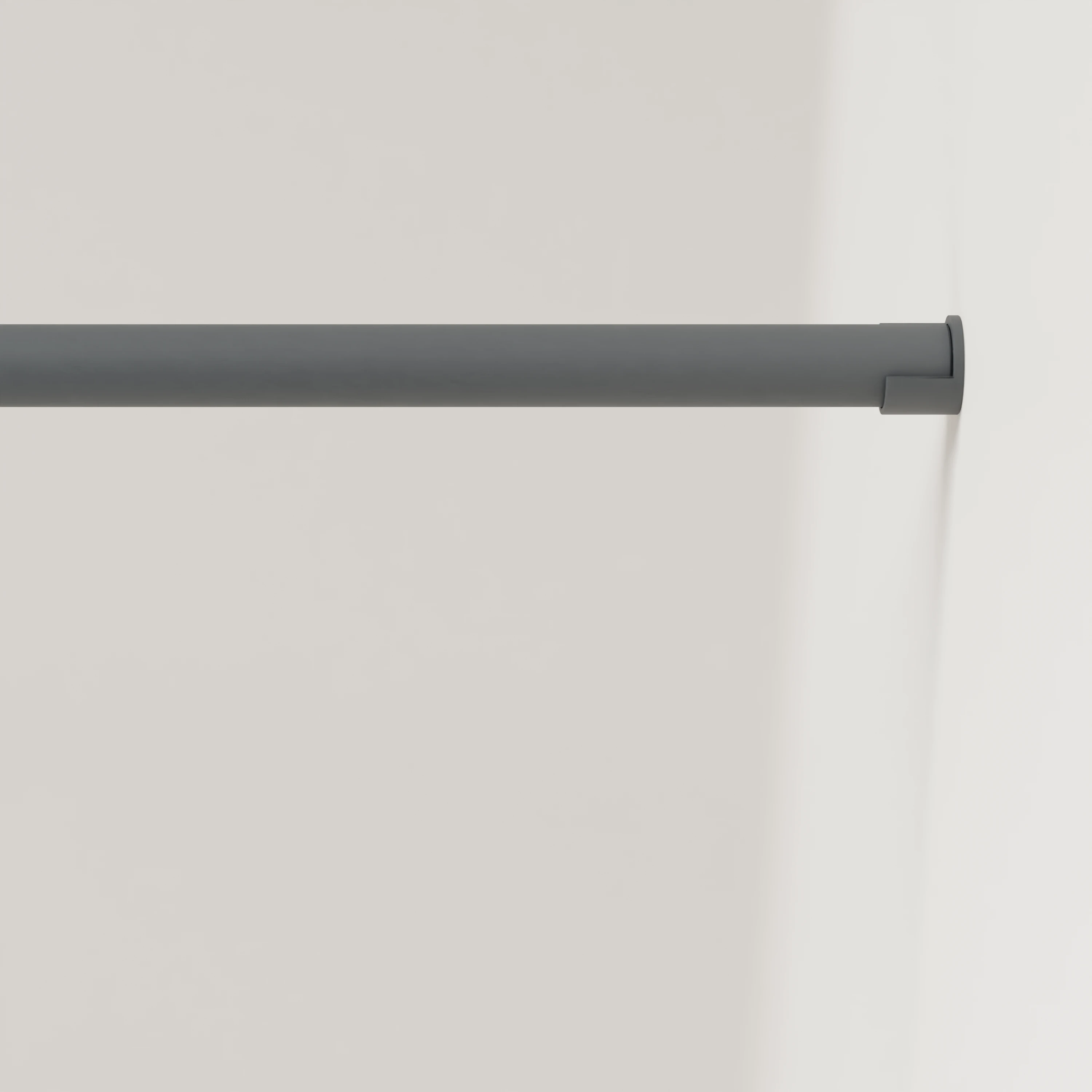 Garderobenstange U anthrazit rundes Wandmodell an der Wand montiert mit Detail des Endhalters.
