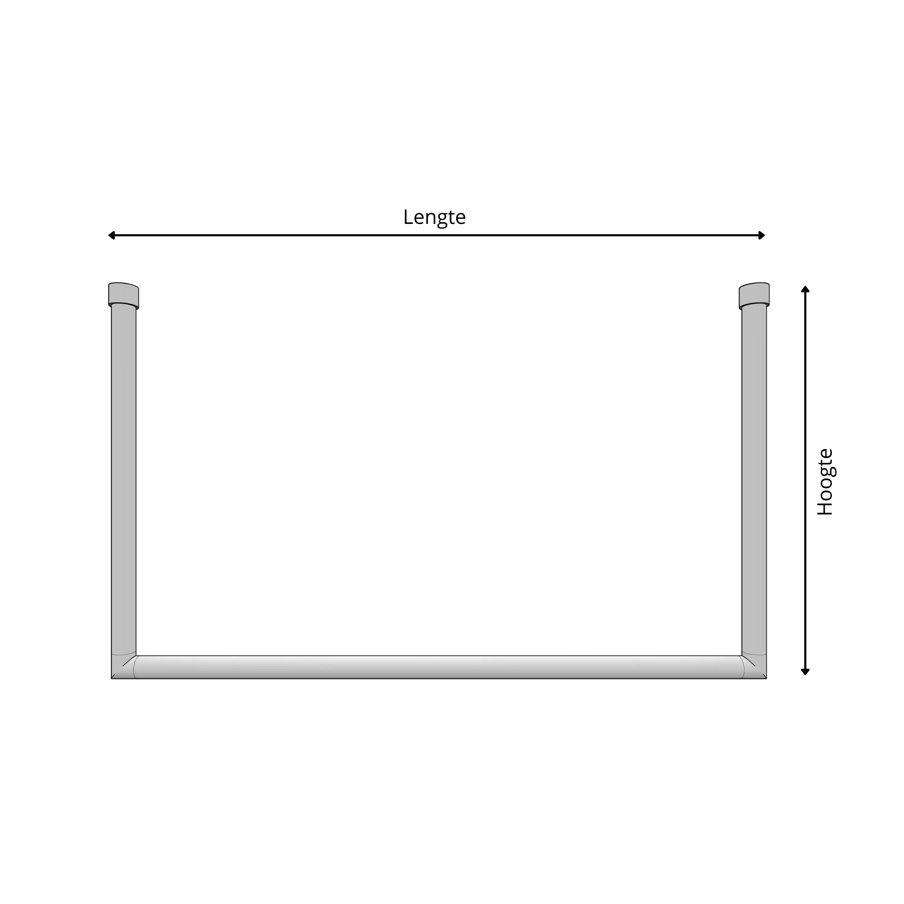 Garderobe Nalen rund schwarz als technische Ansicht mit Maßangabe 250 mm dargestellt.