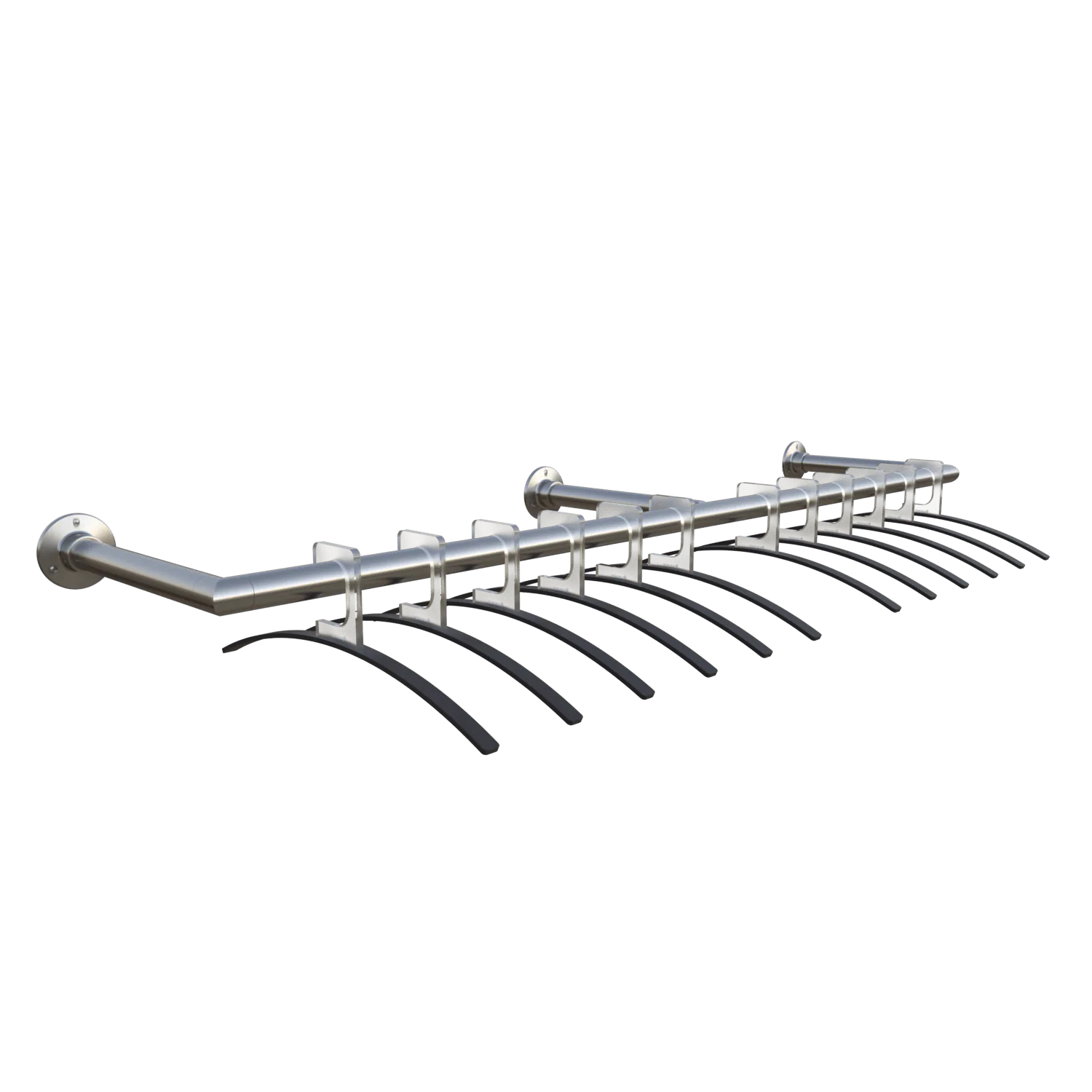 Wall-mounted coat rack Merlin round stainless steel shown as a cut-out product view.
