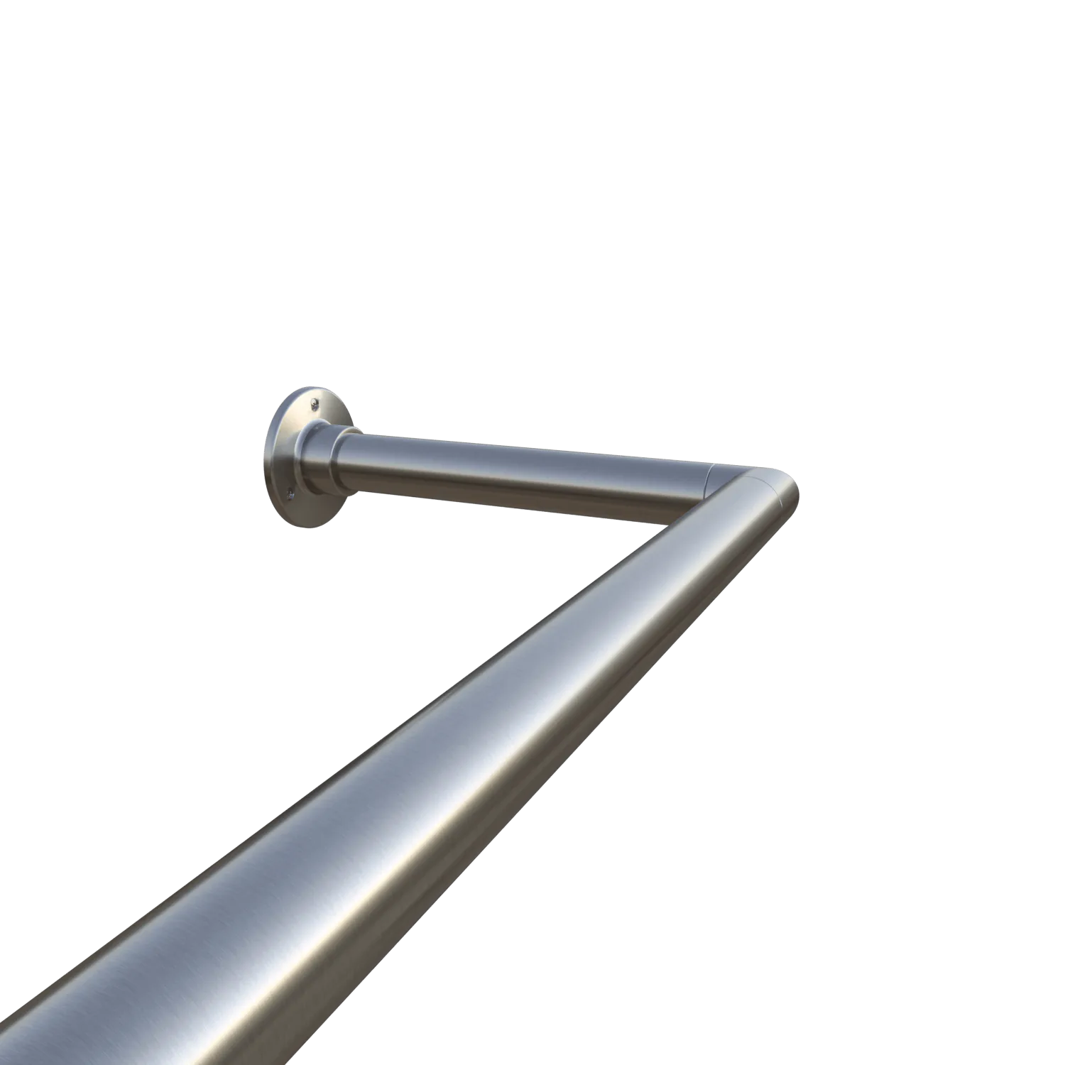 Wandgarderobe Sonel rund Edelstahl freigestellt mit mehreren Kleiderbügeln dargestellt.