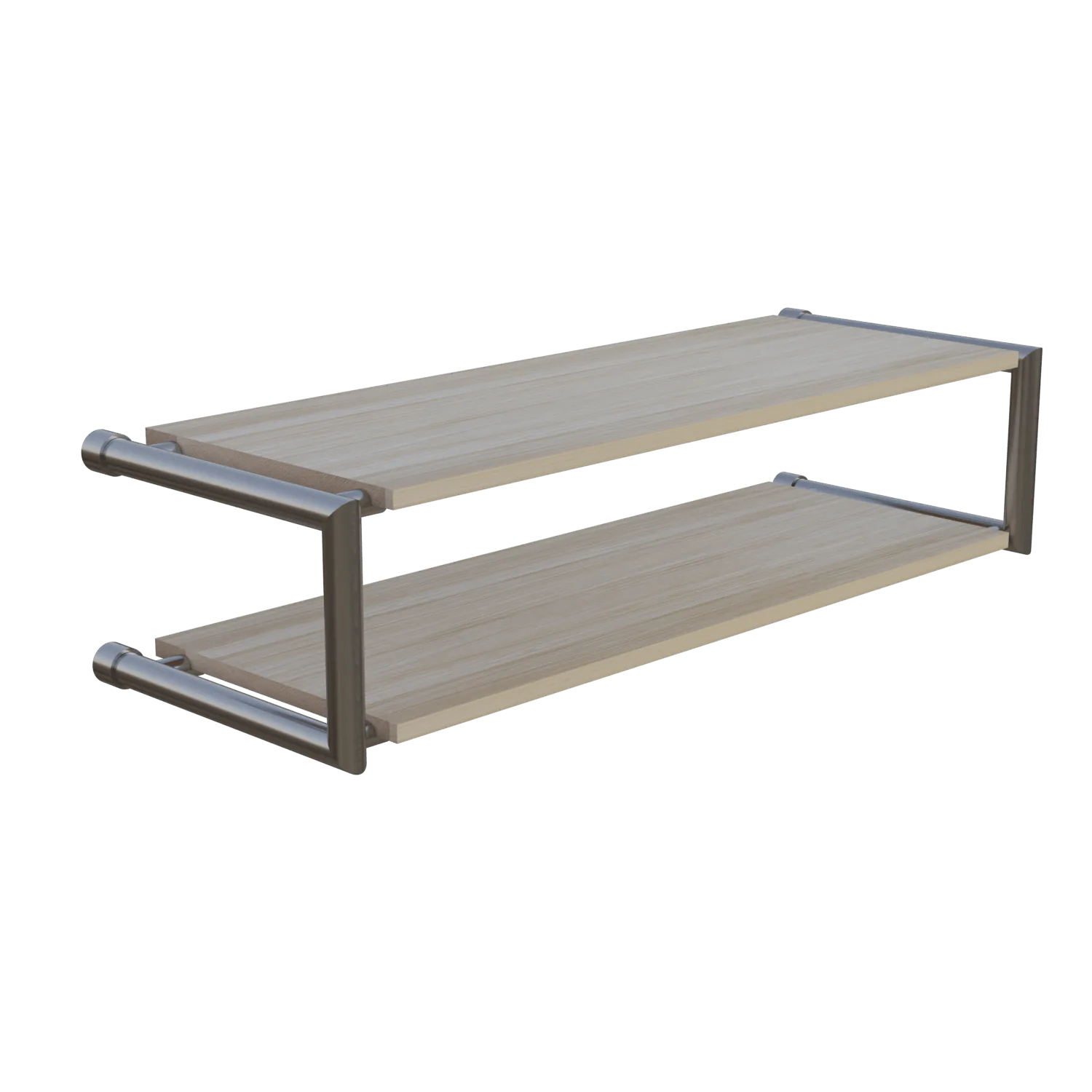 Shoe rack Breno round stainless steel shown as a cut-out angled view.