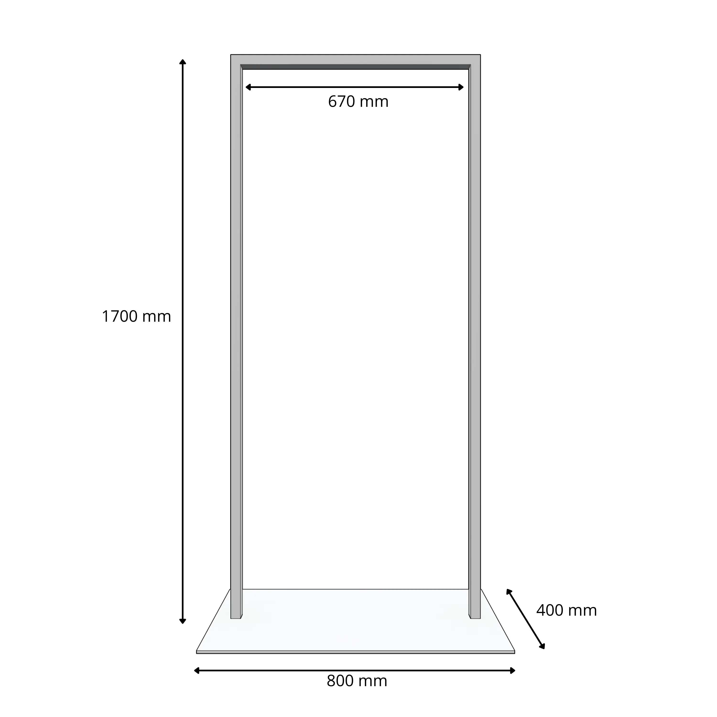 Garderobe Taren schwarz als technische Ansicht mit Maßangabe 250 mm dargestellt.