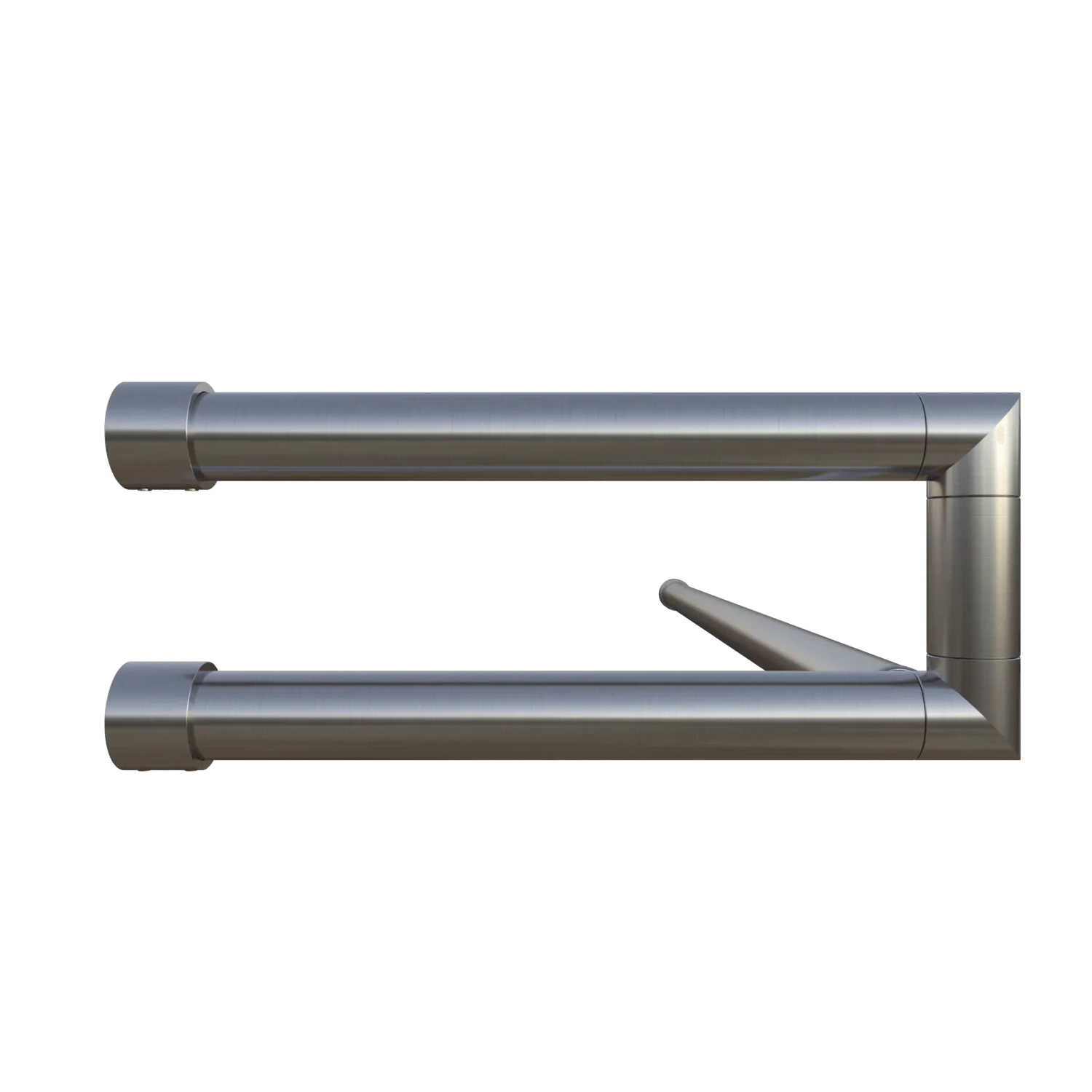 Wandgarderobe Lorien rund Edelstahl rechte Ecke freigestellt von der Seite dargestellt.