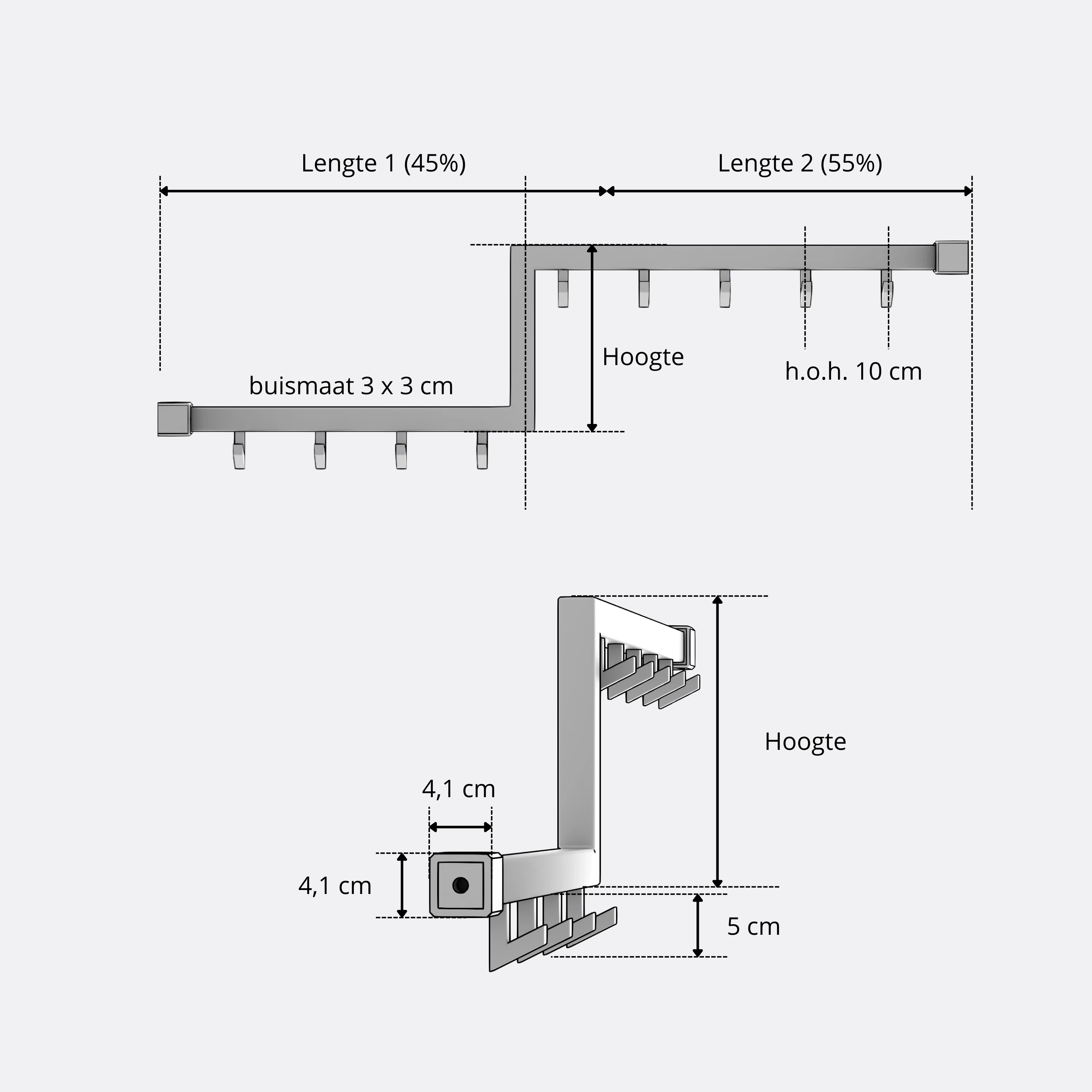 Wandgarderobe Geren quadratisch weiß als technische Ansicht mit Maßangabe 250 mm dargestellt.