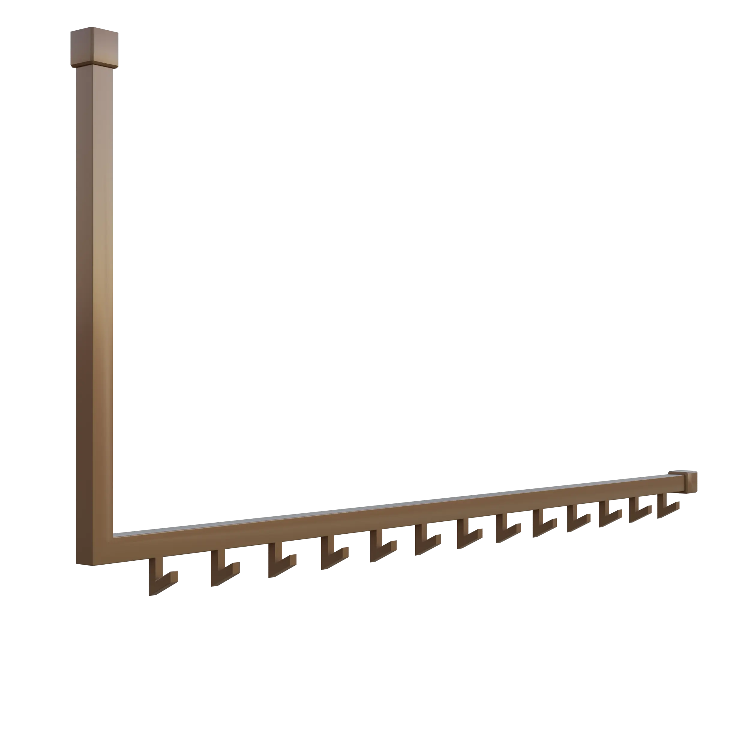 Garderobe Lovan quadratisch bronze freigestellt von der Seite dargestellt.