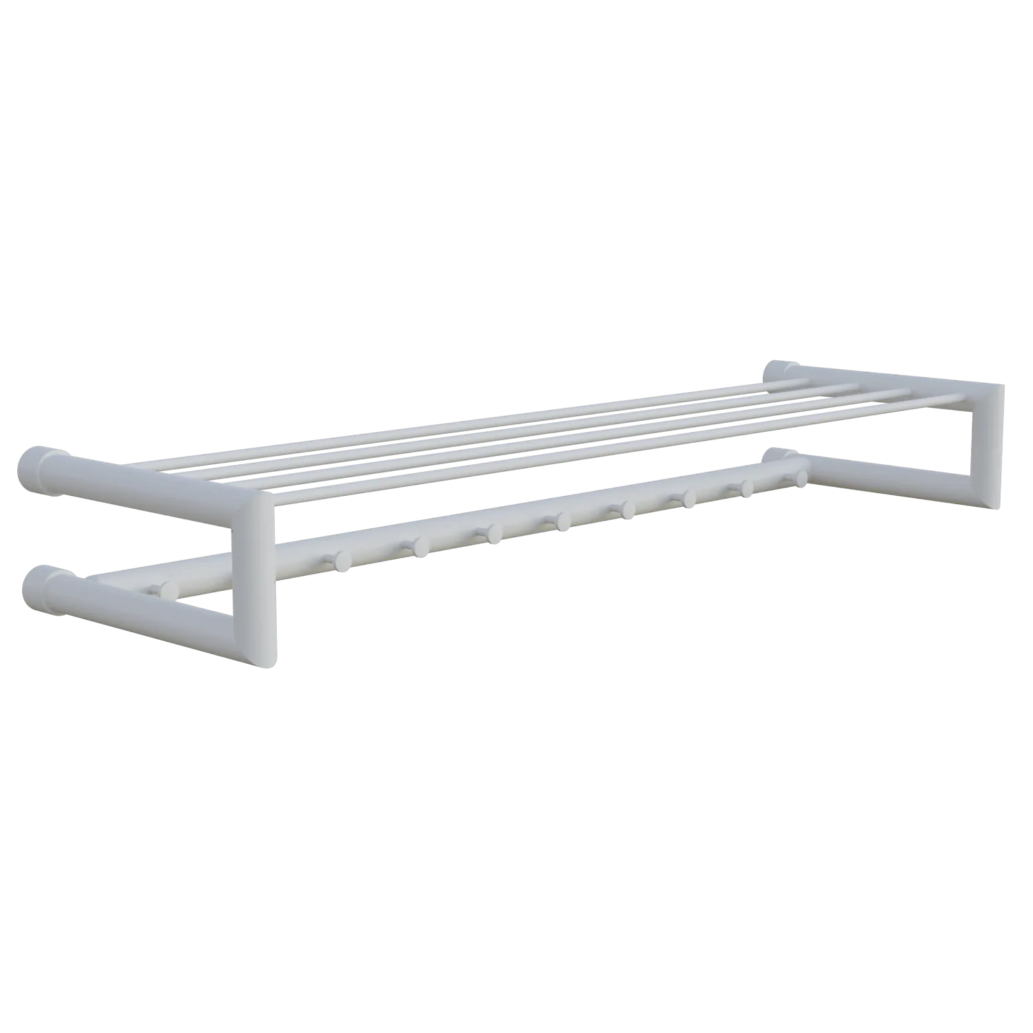 Garderobe Uven rund weiß freigestellt von der Seite dargestellt.