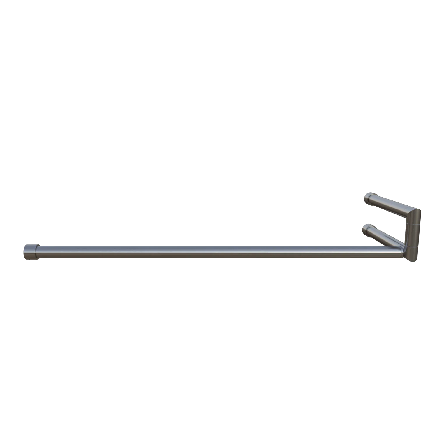 Wall-mounted coat rack Lorien round stainless steel left corner mounted in an interior with clothing.
