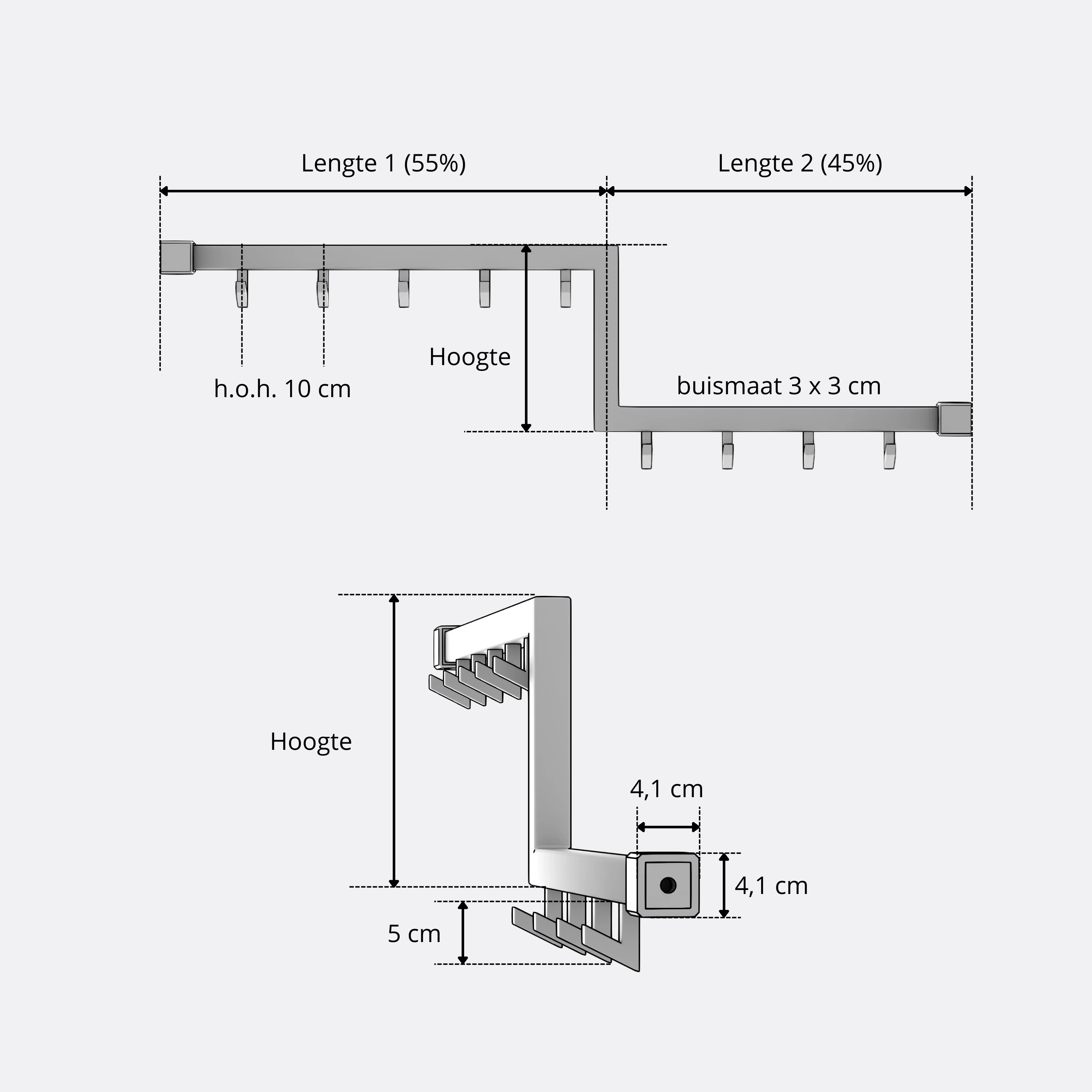 Wandgarderobe Geren quadratisch weiß als technische Ansicht mit Maßangabe 250 mm dargestellt.