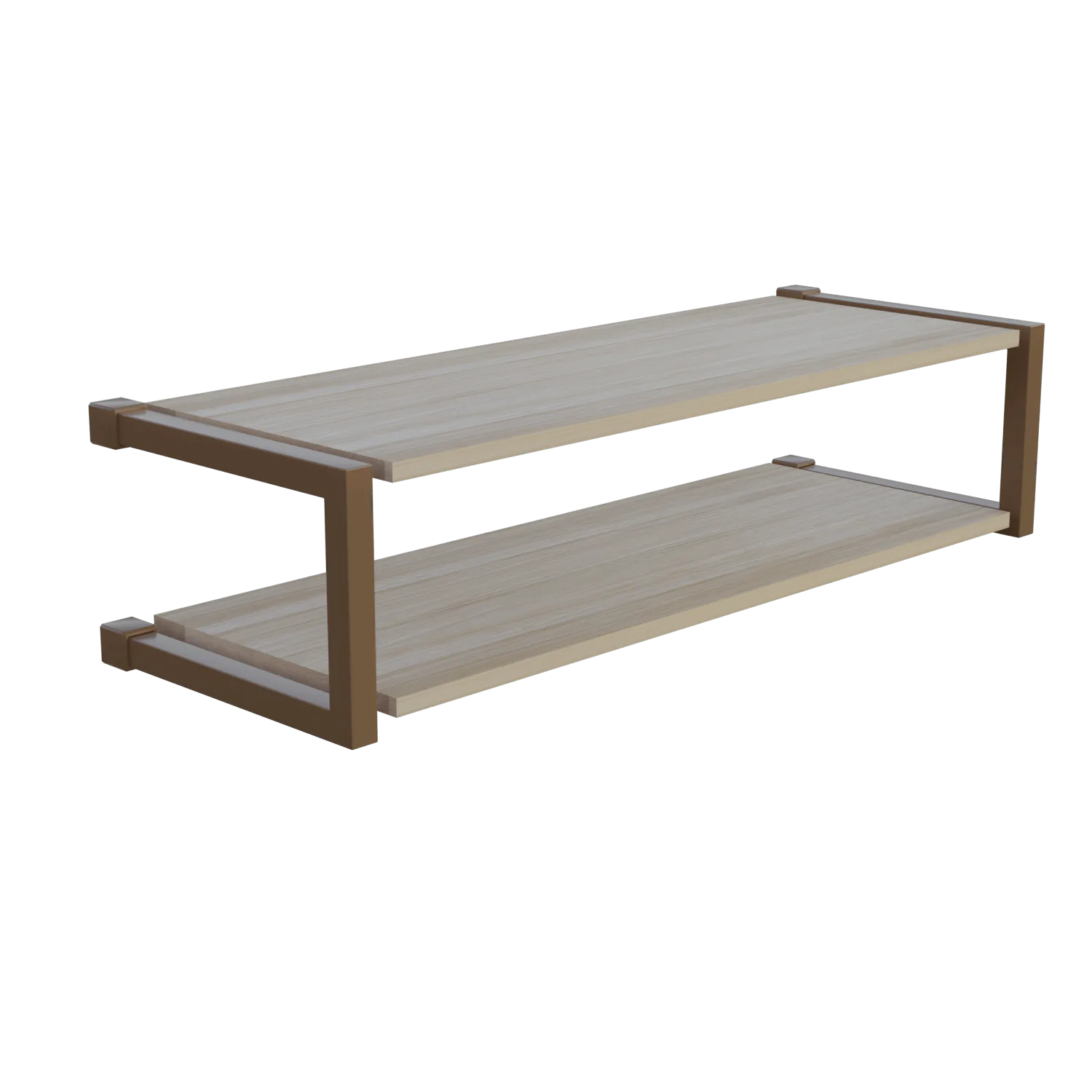 Shoe rack Breno square bronze shown as a cut-out angled view.