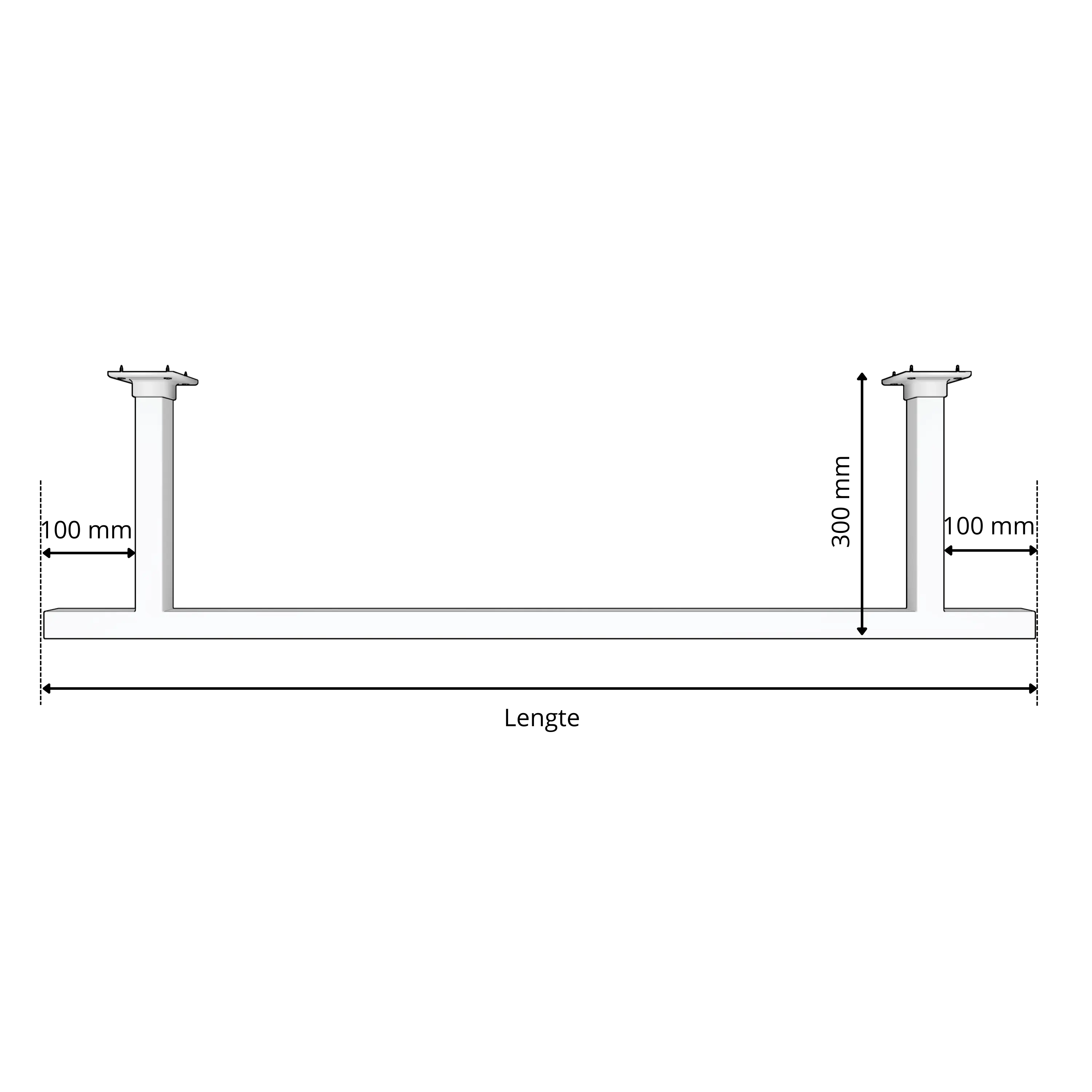 Coat rack Zelhof square black shown as a technical view with 250 mm dimensions.