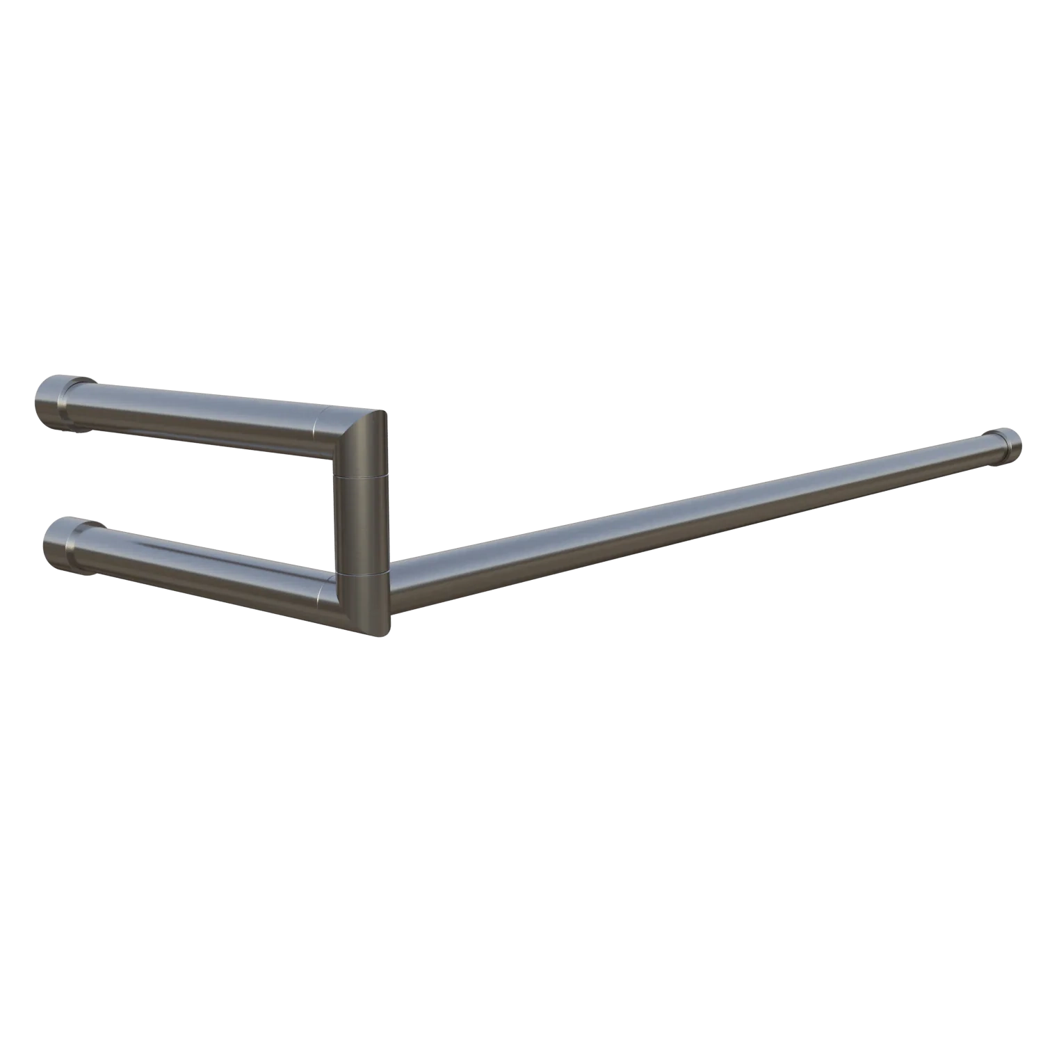 Wandgarderobe Lorien rund Edelstahl rechte Ecke freigestellt in schräger Ansicht dargestellt.