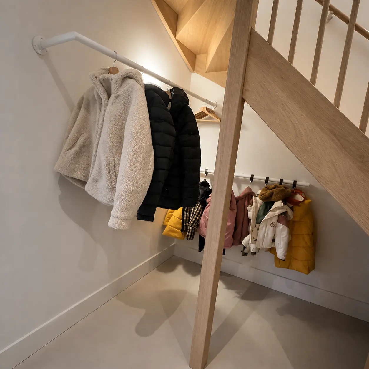 Wandgarderobe Lauvem rund weiß freigestellt von der Seite dargestellt.